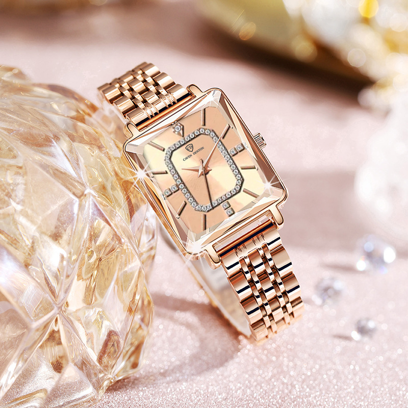 CrystalLuxe™ Women’s Diamond Steel Strap Watch – Waterproof Fashion Quartz