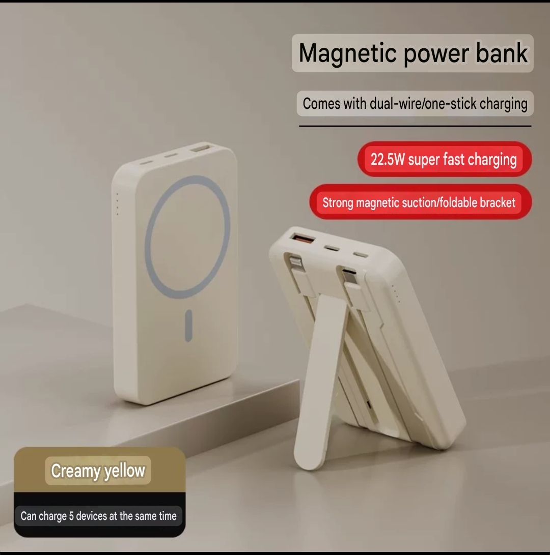 MagSafe Wireless Power Bank with Built-in Cable – Fast Charging for iPhone