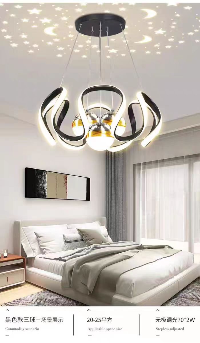 Scandinavian Starry Sky Projection Chandelier – High-End Modern Bedroom & Living Room Lamp