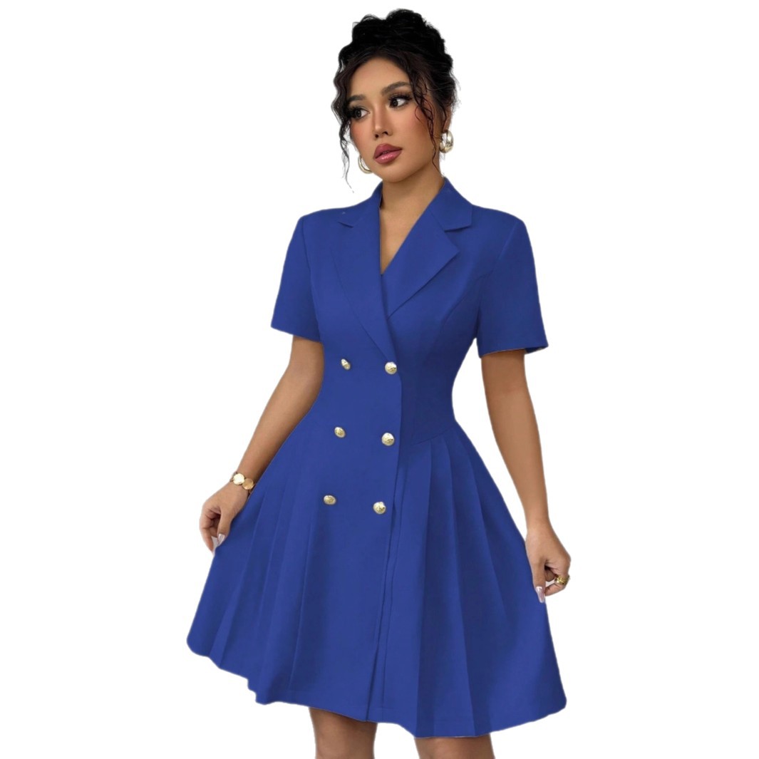 EleganceCurve Double-Breasted Summer Dress