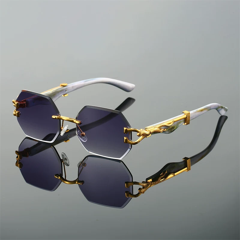 2024 Trendy Leopard Frameless Sunglasses – Unisex European & American Fashion Eyewear