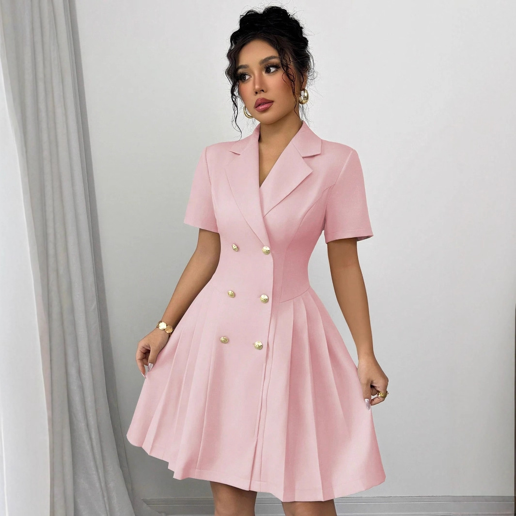 EleganceCurve Double-Breasted Summer Dress