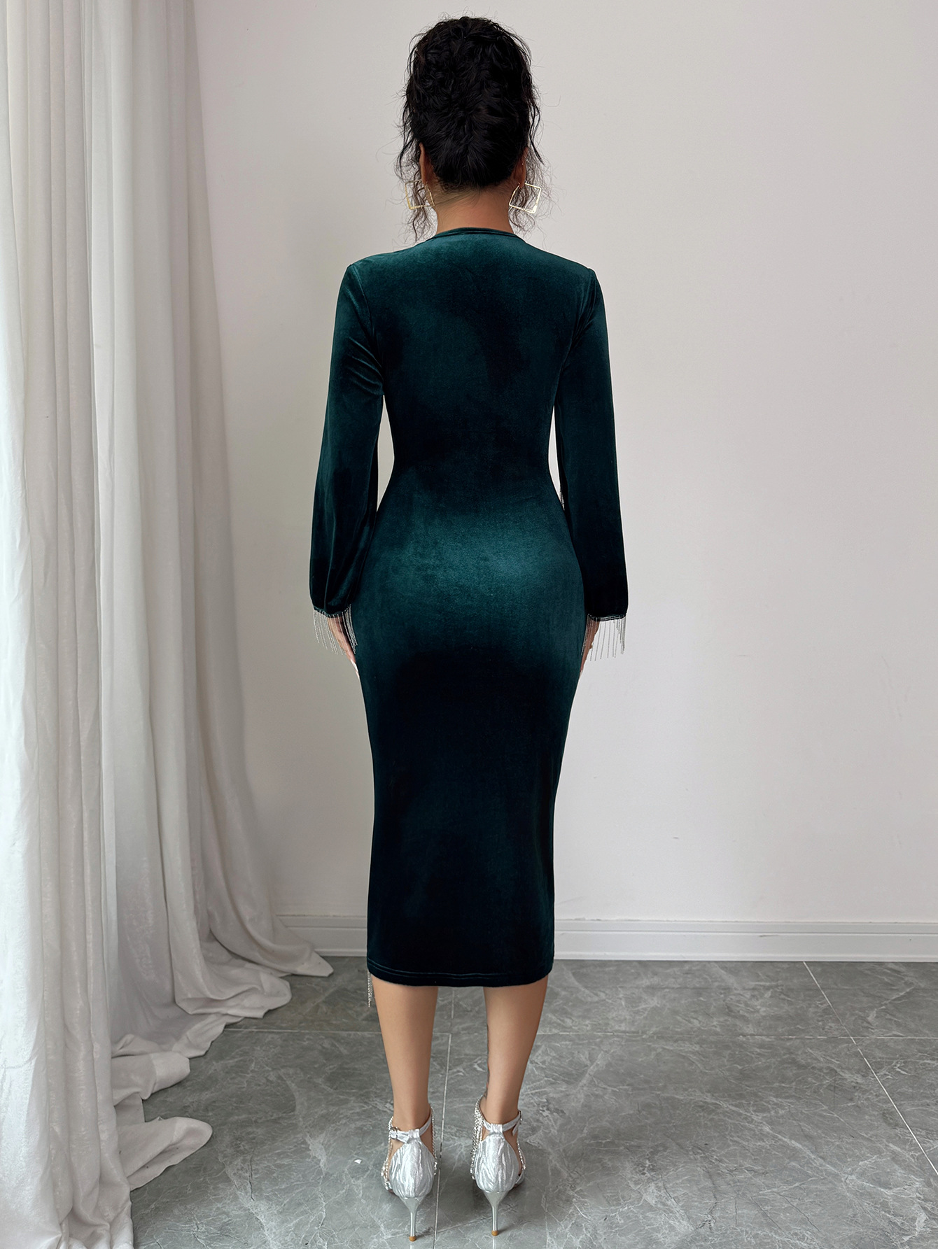 American High-End Long-Sleeve Hip Skirt Dress