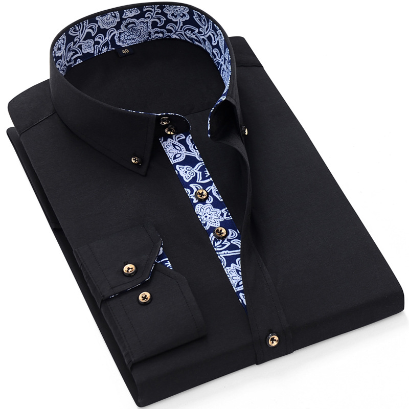 Men’s Business Casual Slim-Fit Shirt Korean Style • Long Sleeve