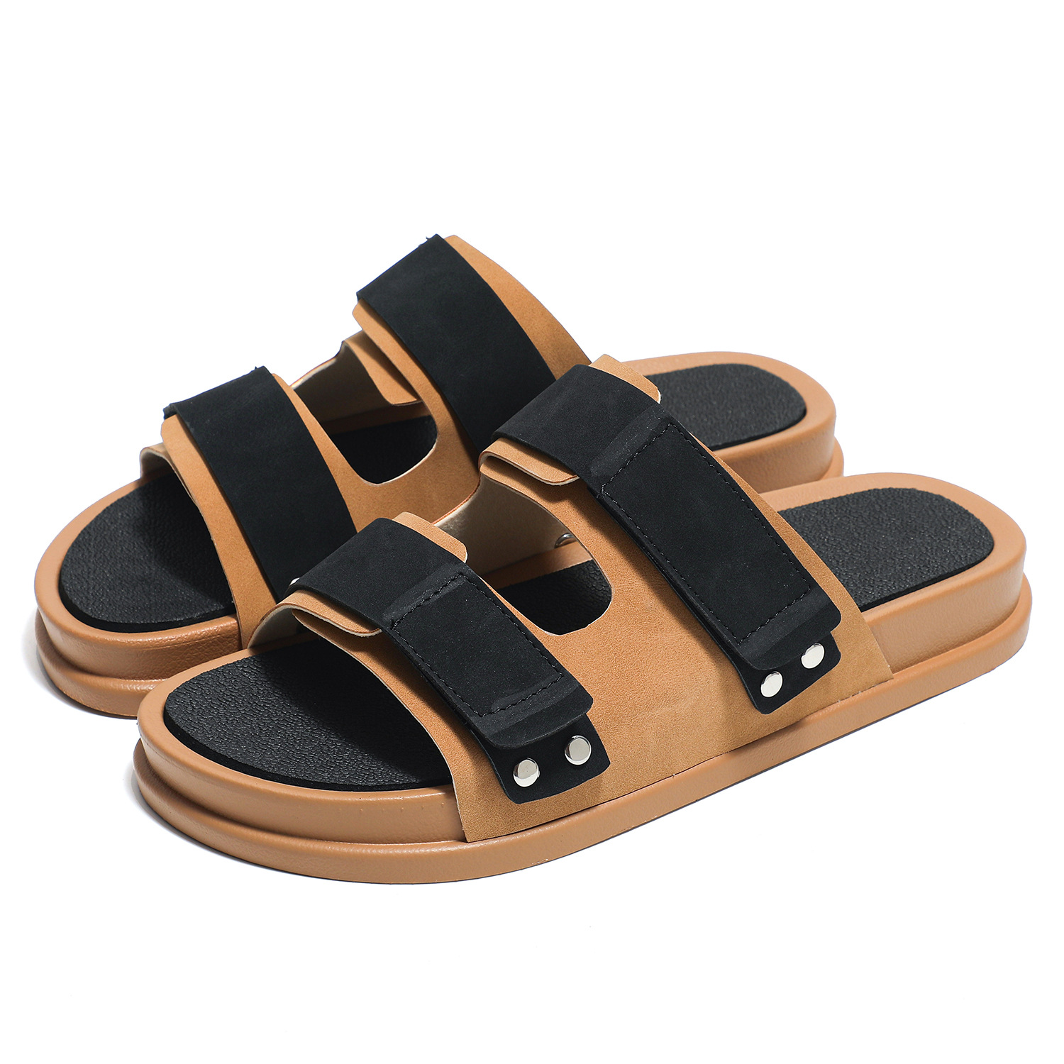Men’s Summer Sandals – Velcro Strap, Thick Sole, Trendy Casual Slippers for Beach & Streetwear