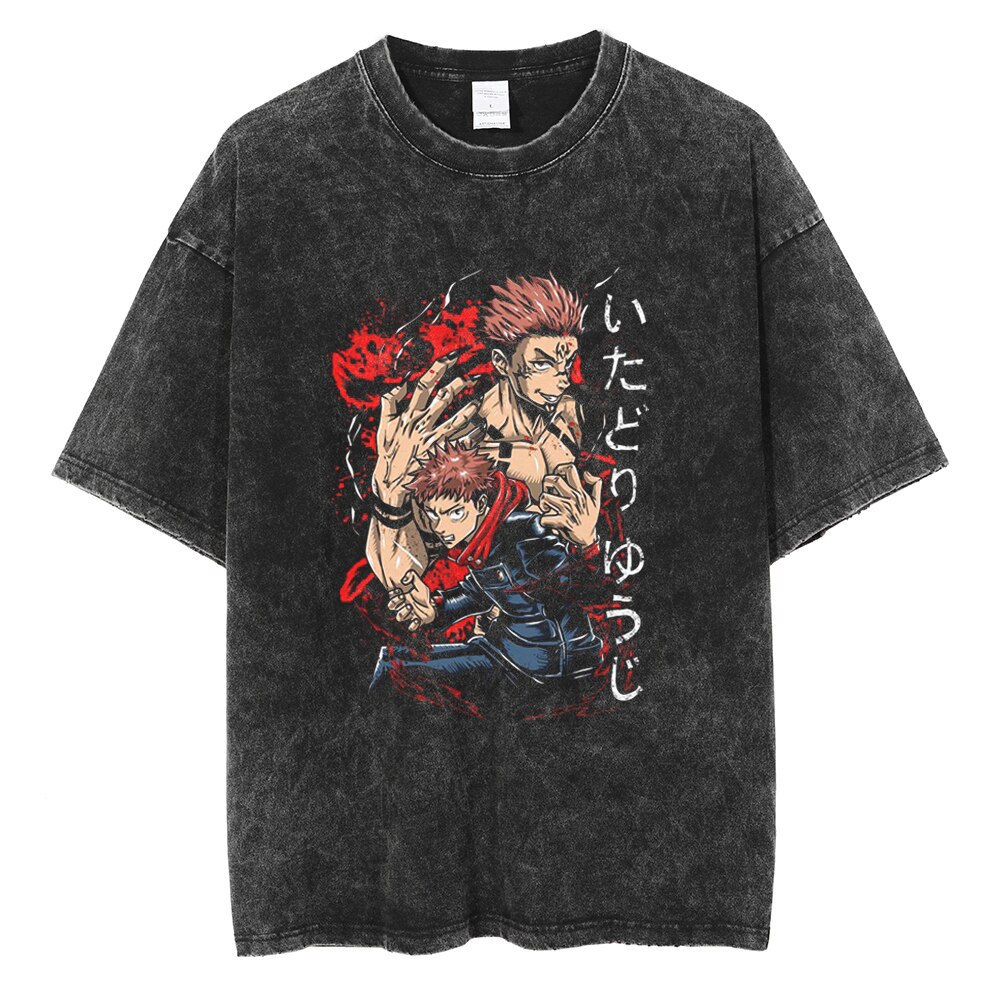 Washed Vintage Hip-Hop Anime T-Shirt
