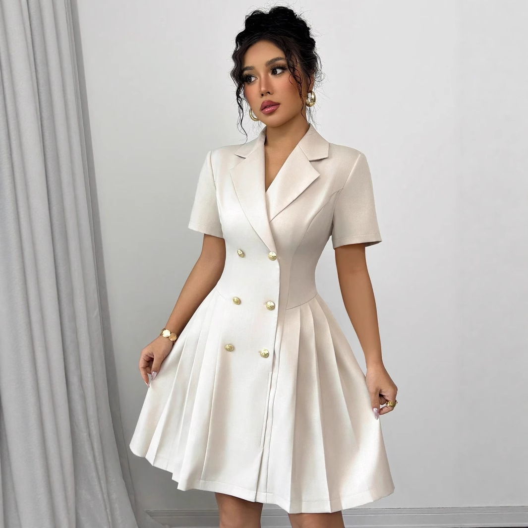 EleganceCurve Double-Breasted Summer Dress