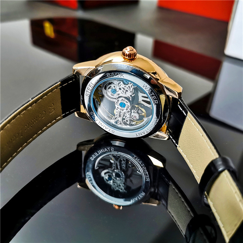 Augustus™ Silver Automatic Mechanical Watch – Double-Sided Skeleton Luxury Timepiece