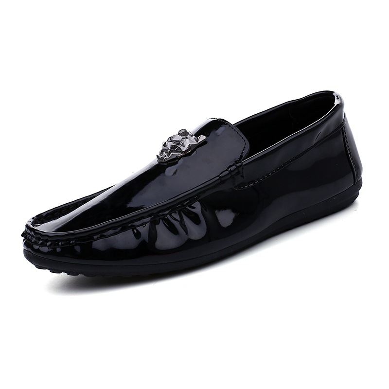 Men’s Patent Leather Gloff Pea Shoes – British Casual Soft-Soled Loafers