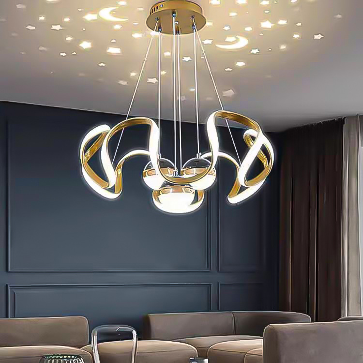Scandinavian Starry Sky Projection Chandelier – High-End Modern Bedroom & Living Room Lamp