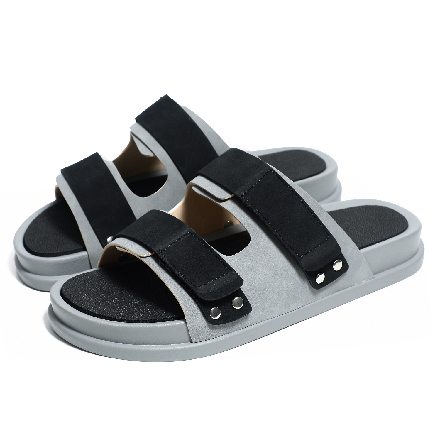 Men’s Summer Sandals – Velcro Strap, Thick Sole, Trendy Casual Slippers for Beach & Streetwear
